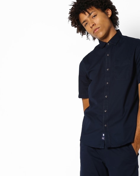 navy blue half sleeve shirt