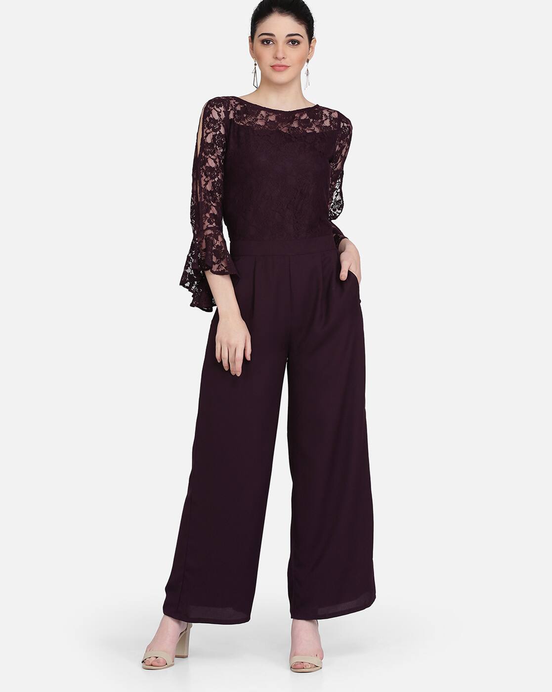 burgundy formal jumpsuit