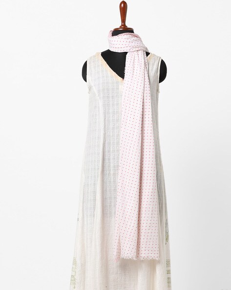 Polka Dot Print Stole with Fringes Price in India