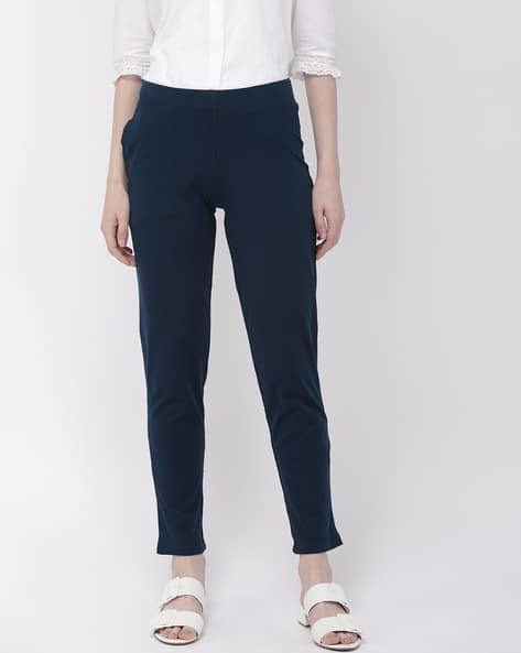 Navy Blue Pants for Women by Go Colors 