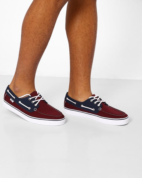 maroon boat shoes