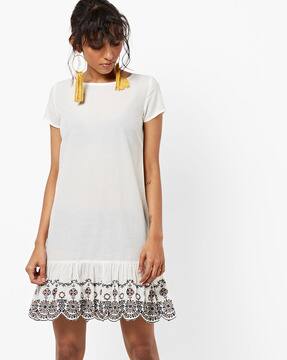 Shift Dress with Ruffled Hem