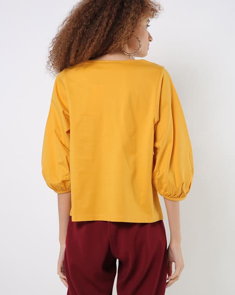 Square-Neck Top with Puffed Sleeves (Image - 2)