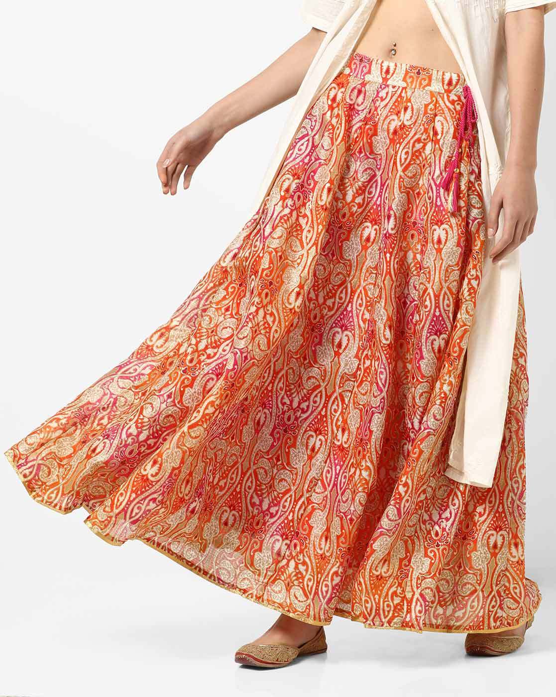 Orange 2025 ethnic skirt