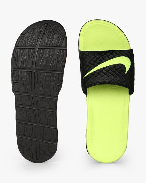 Nike slippers green store and black