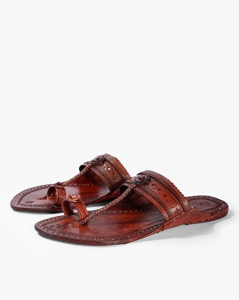 Onyx Black Braided Pure Leather Kolhapuri Sandals – TJORI