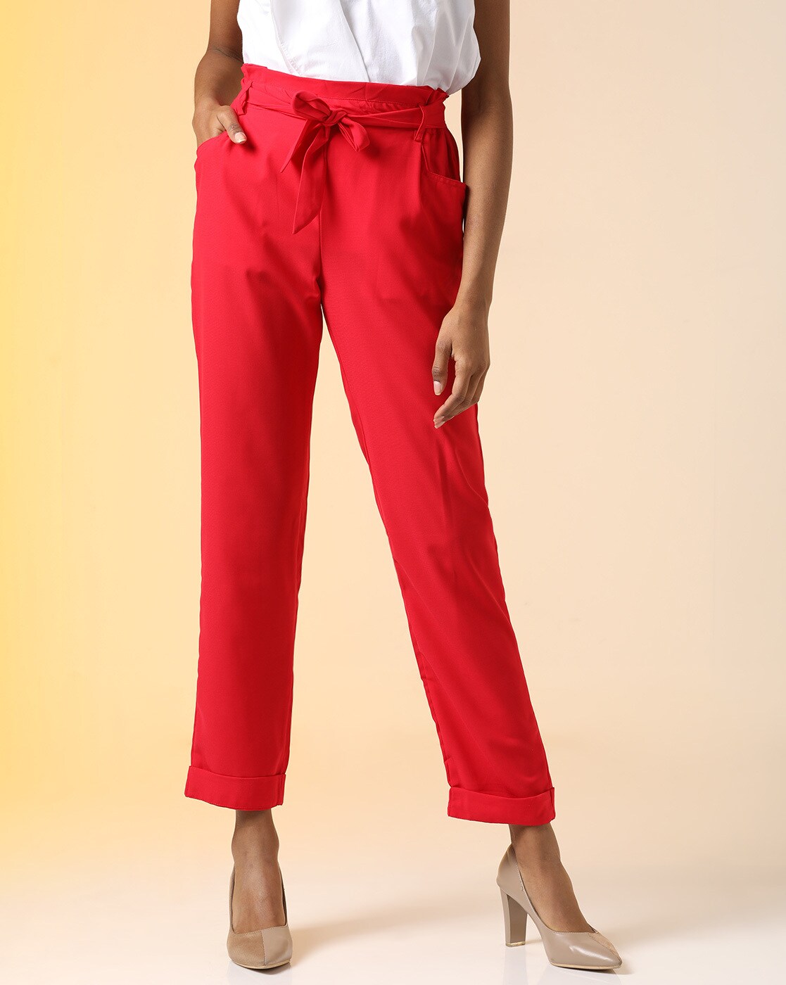 Blue Paperbag Waist Trousers  Shop on Enzeo