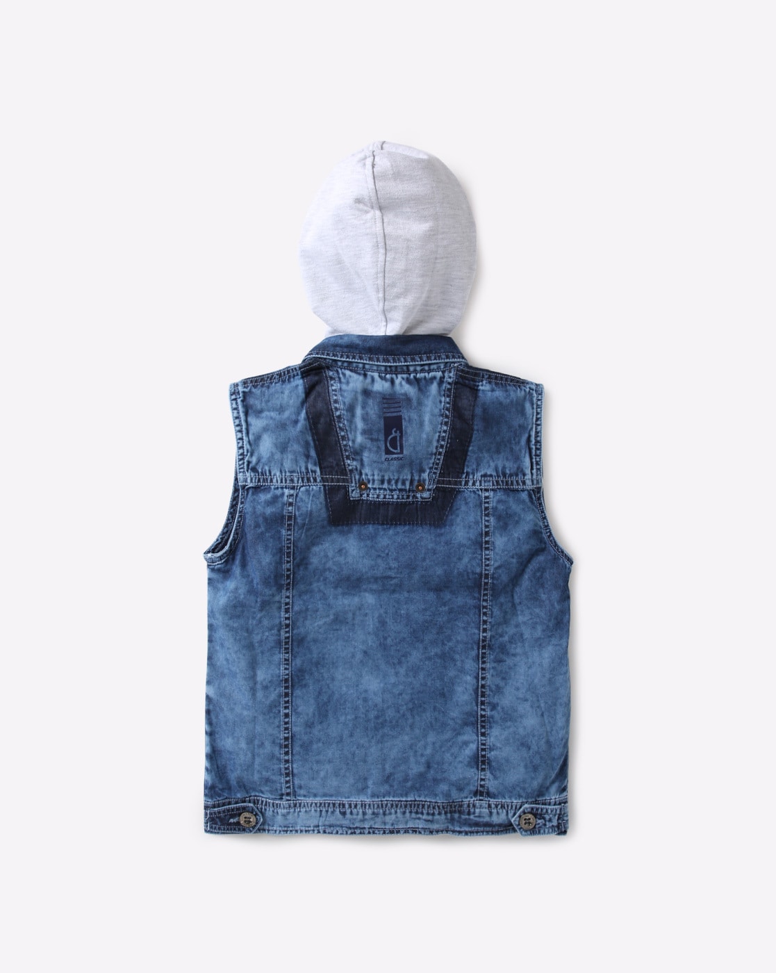 sleeveless hooded denim jacket