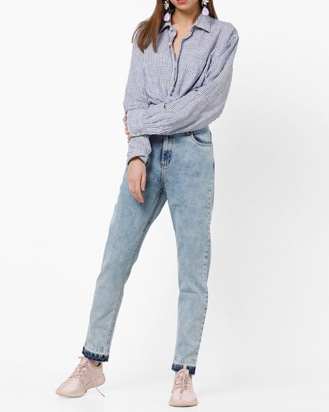 Mid Rise Ajio Jeans Womens Buy Blue Jeans Jeggings For Women By