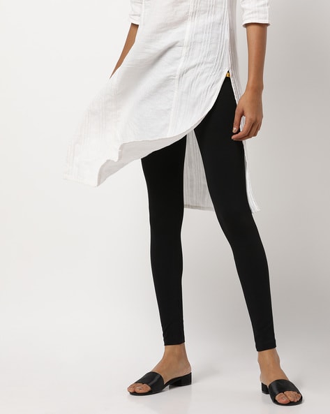 Buy De Moza Women Grey Cotton Ankle Length Leggings - L Online at