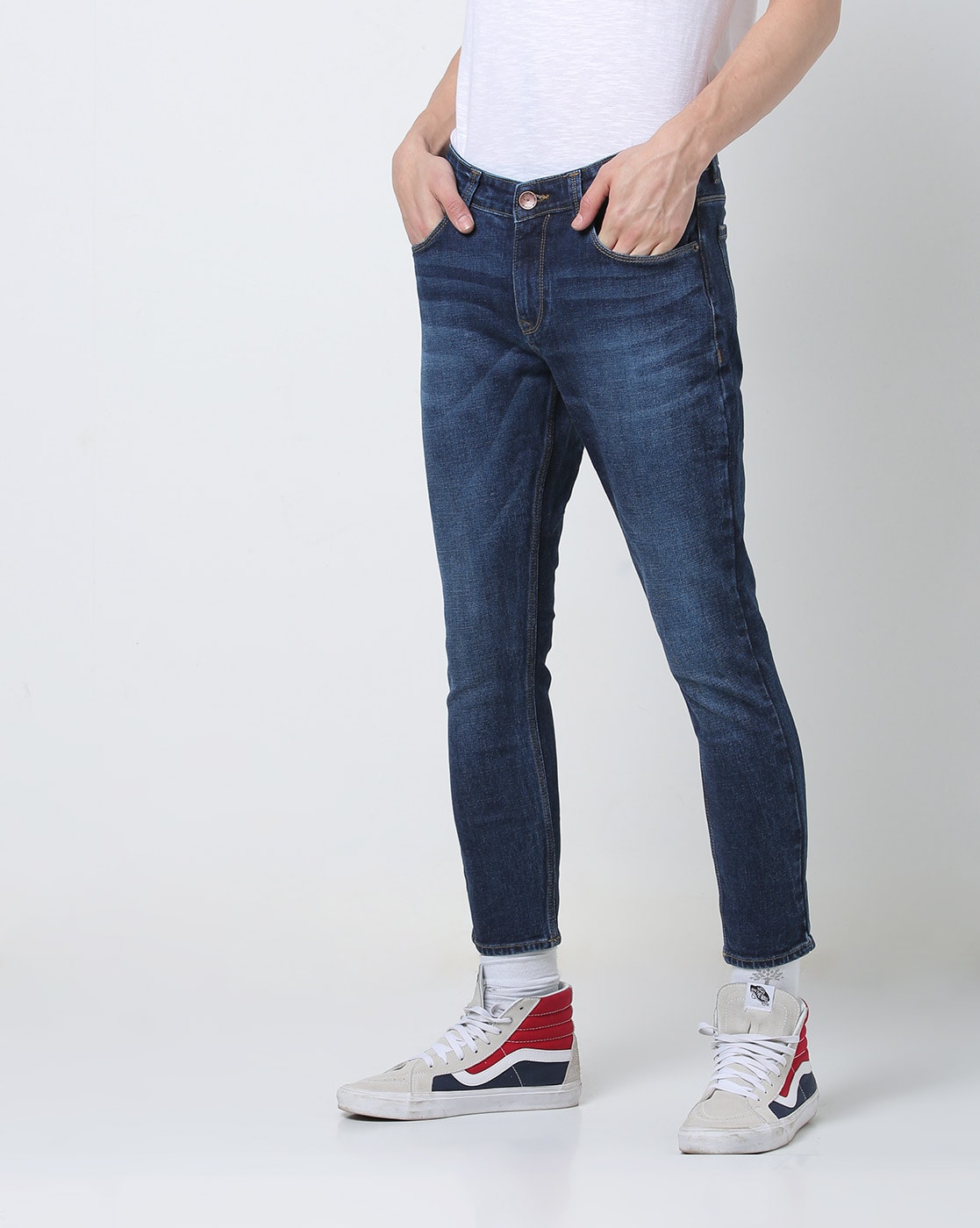 mens tapered cropped jeans