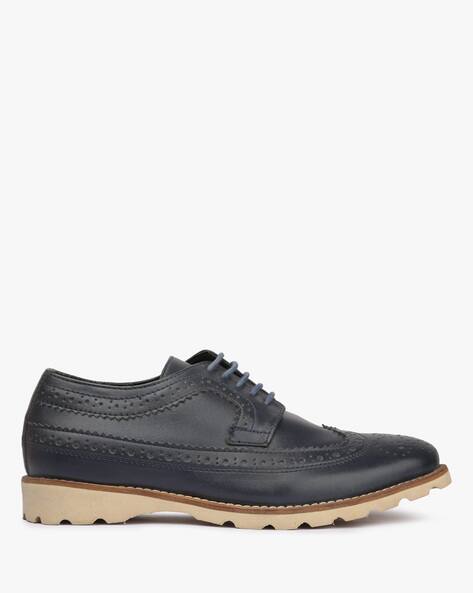 Panelled Lace-Up Casual Shoes with Broguing