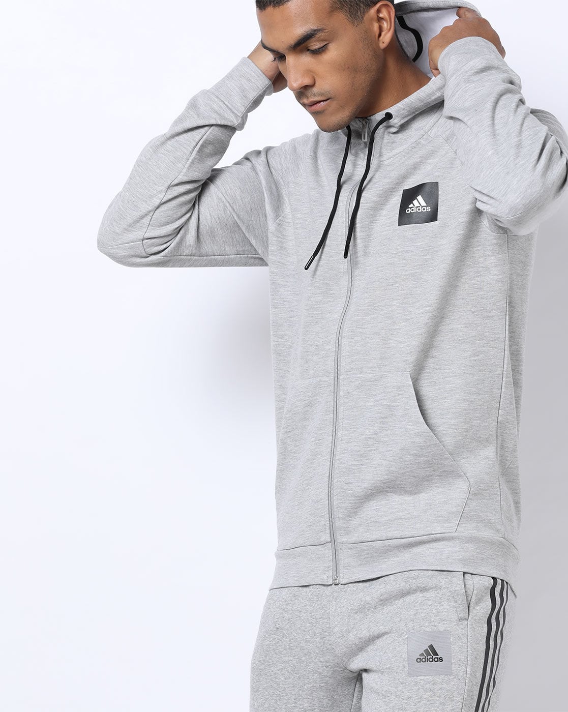 adidas front zip hooded jacket