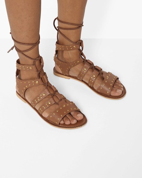 NWOT Brown Leather Gladiator Sandals
