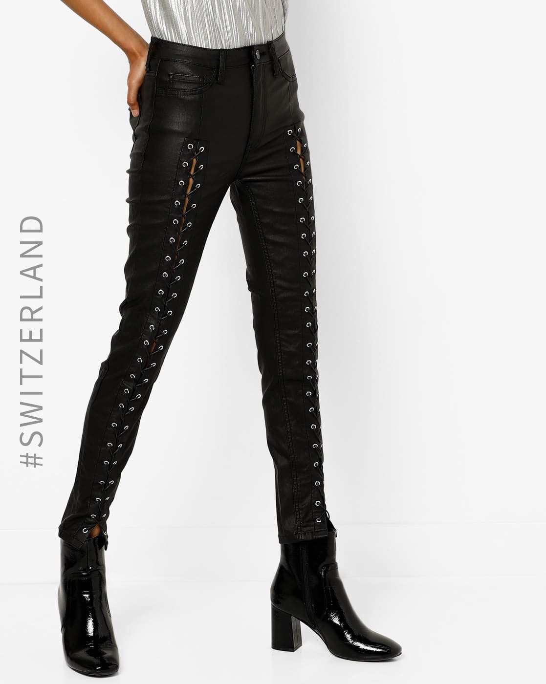 lace up high waisted pants