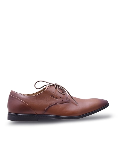 Clarks Plain-Toe Burnished Derby Shoes