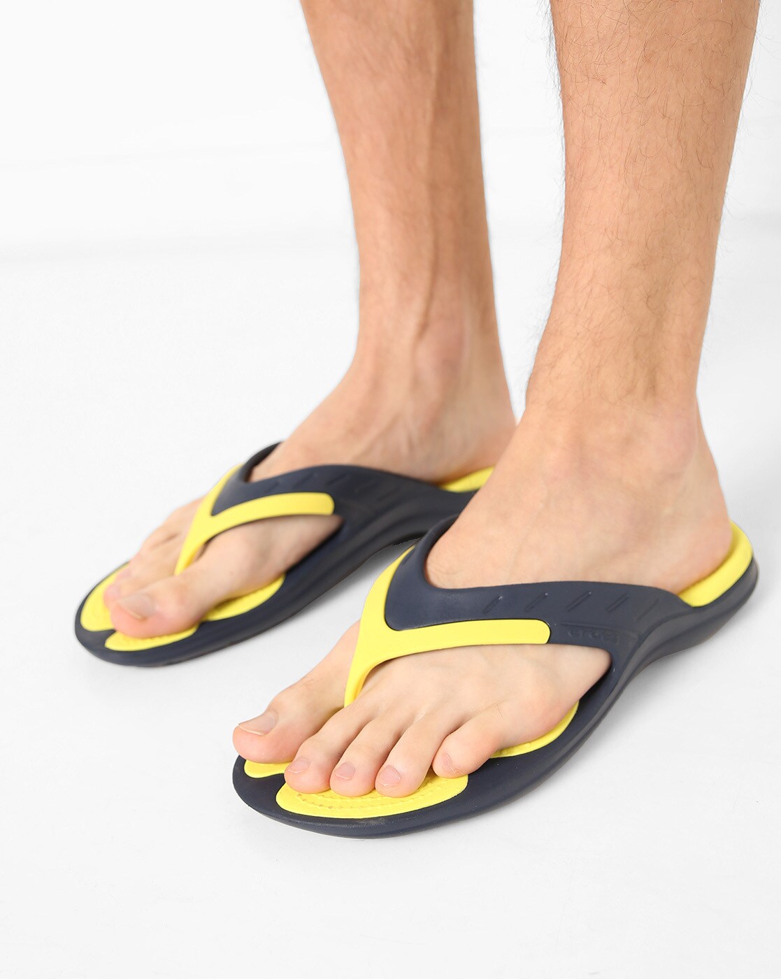 yellow croc flip flops