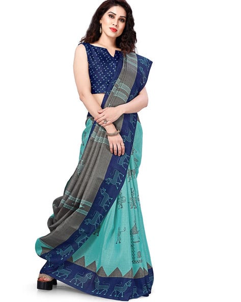 Animal Print Saree with Contrast Border