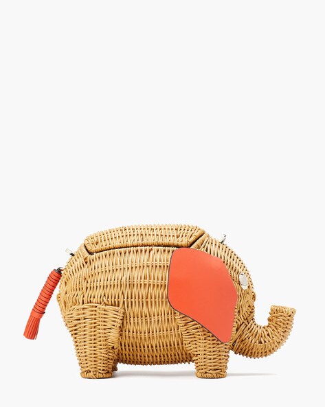 Tiny Wicker Elephant Sling Bag