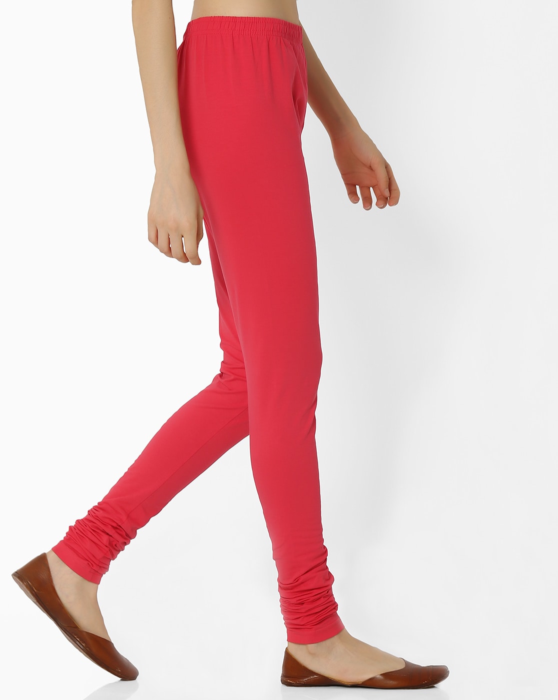 Pink Cotton Lycra Churidar Leggings | ESTFABCHL-1807 | Cilory.com