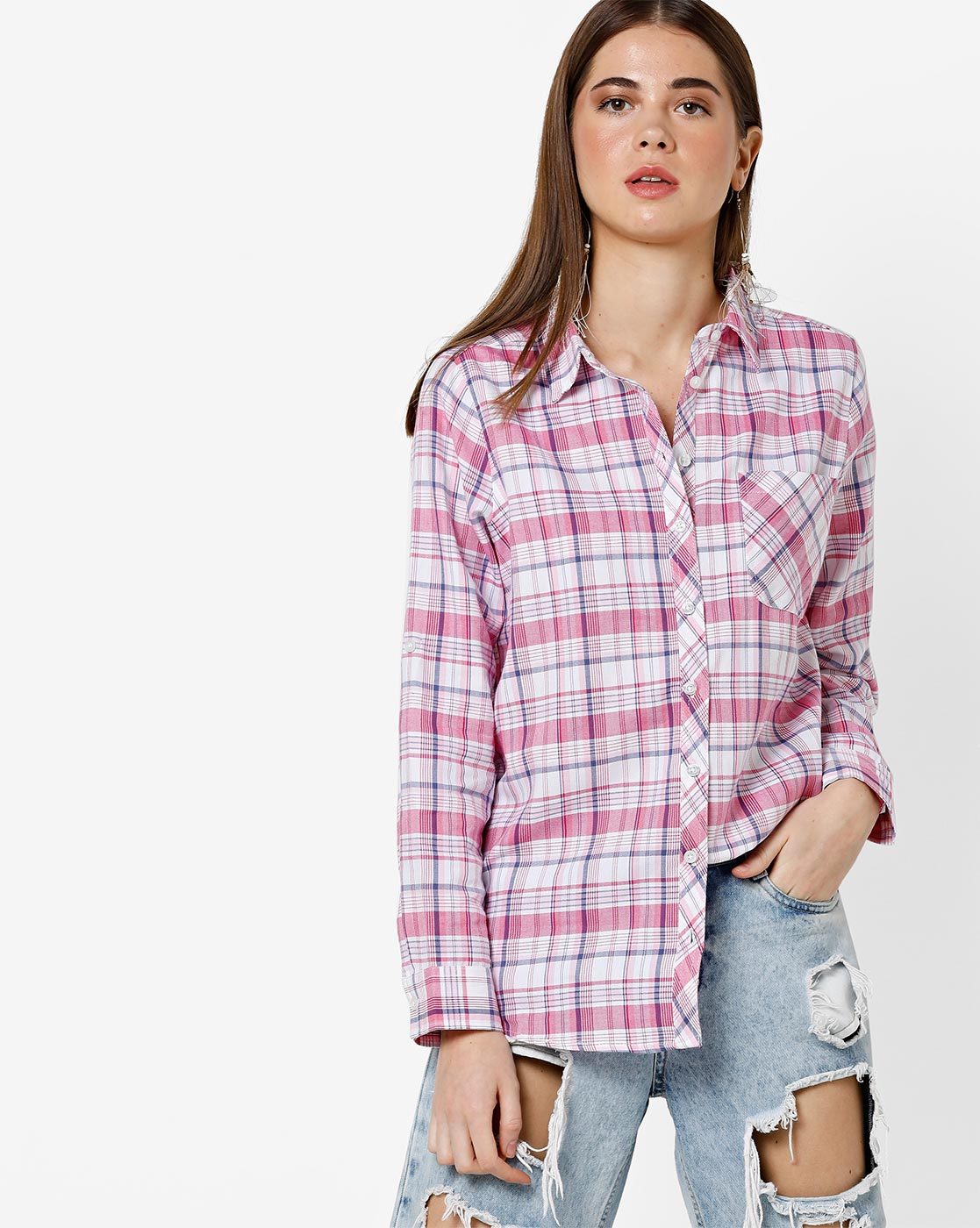 Buy Pink Shirts for Women by DNMX Online