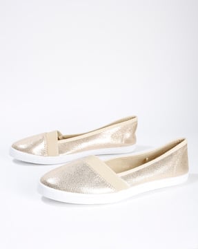 gold slip ons