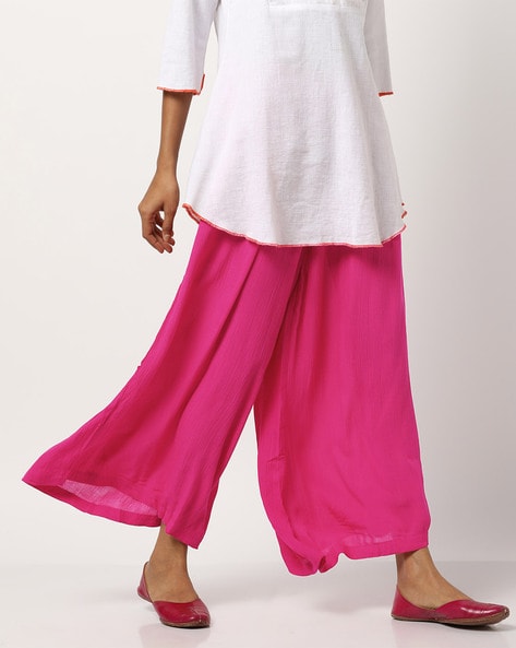 Jaipur Kurti Salwar Suits and Sets  Buy Jaipur Kurti Pink Solid Straight  Kurta With Gotta Work On Palazzo  Printed Dupatta Set of 3 Online   Nykaa Fashion