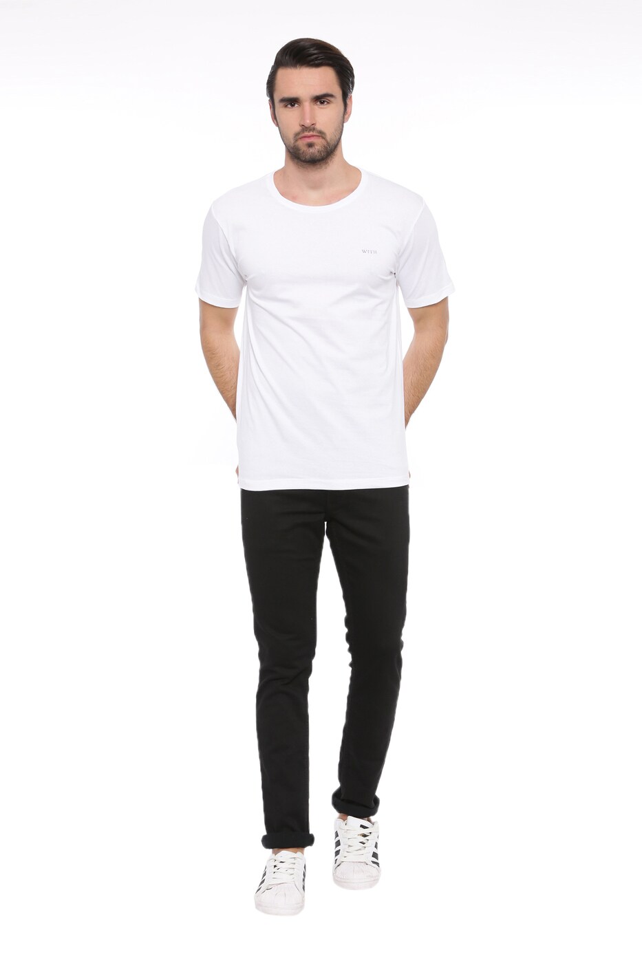 Buy White WITH Solid Slim Fit Crew-Neck T-shirt | AJIO
