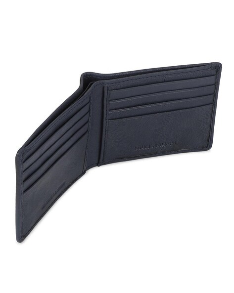 Buy Louis Philippe Men Blue Leather Bi-Fold Wallet Online at Low