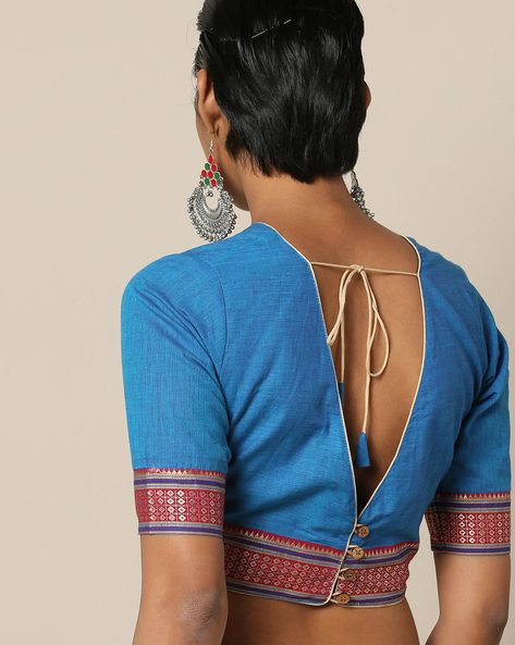 Blouse back neck designs with borders, that I wish I thought of earlier