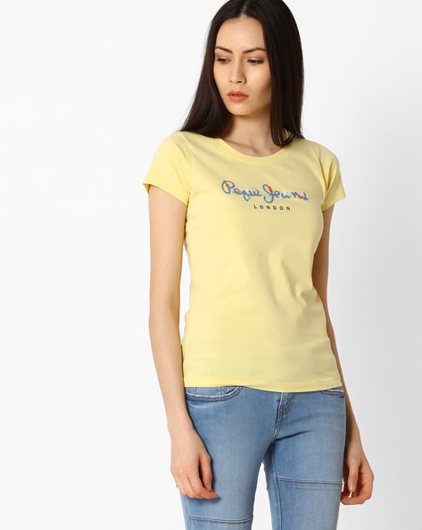 Yellow Tshirts for Women by Pepe Jeans 
