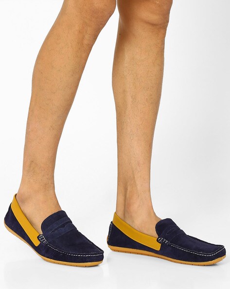 mustard and navy shoes