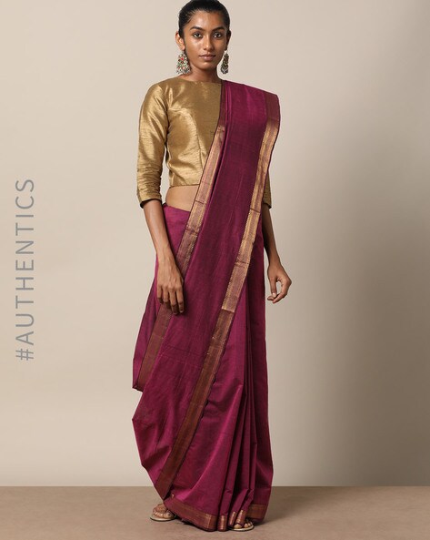 Buy Magenta Sarees for Women by Indie Picks Online