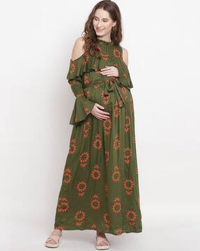green floral print maxi dress