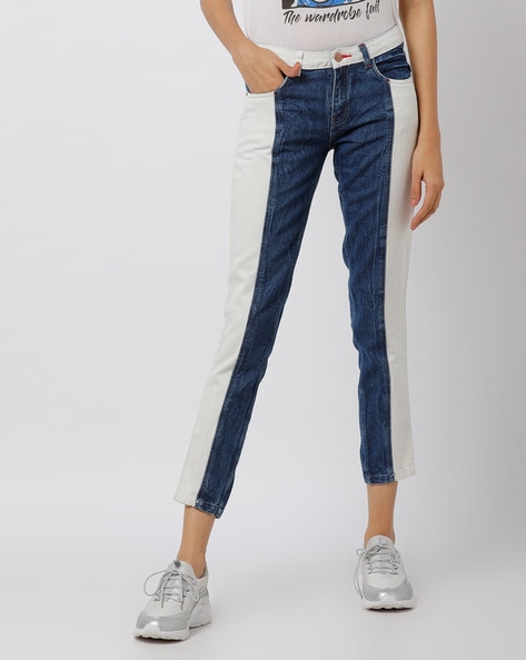 Buy Blue White Jeans Jeggings For Women By Freakins Online Ajio Com