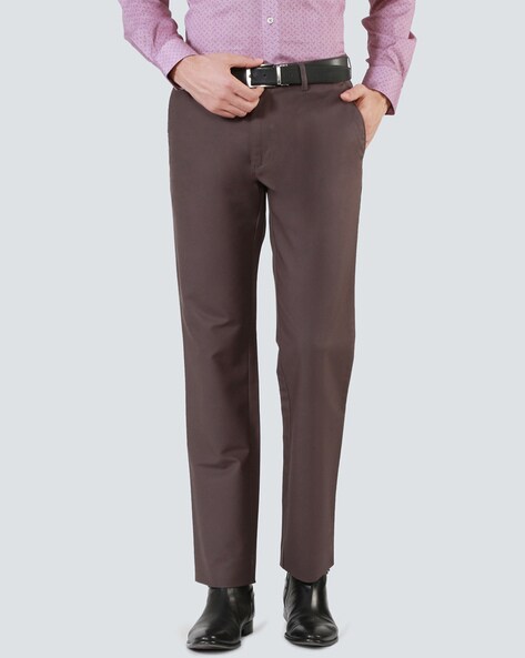Buy John Players Brown Slim Formal Trousers on Myntra | PaisaWapas.com