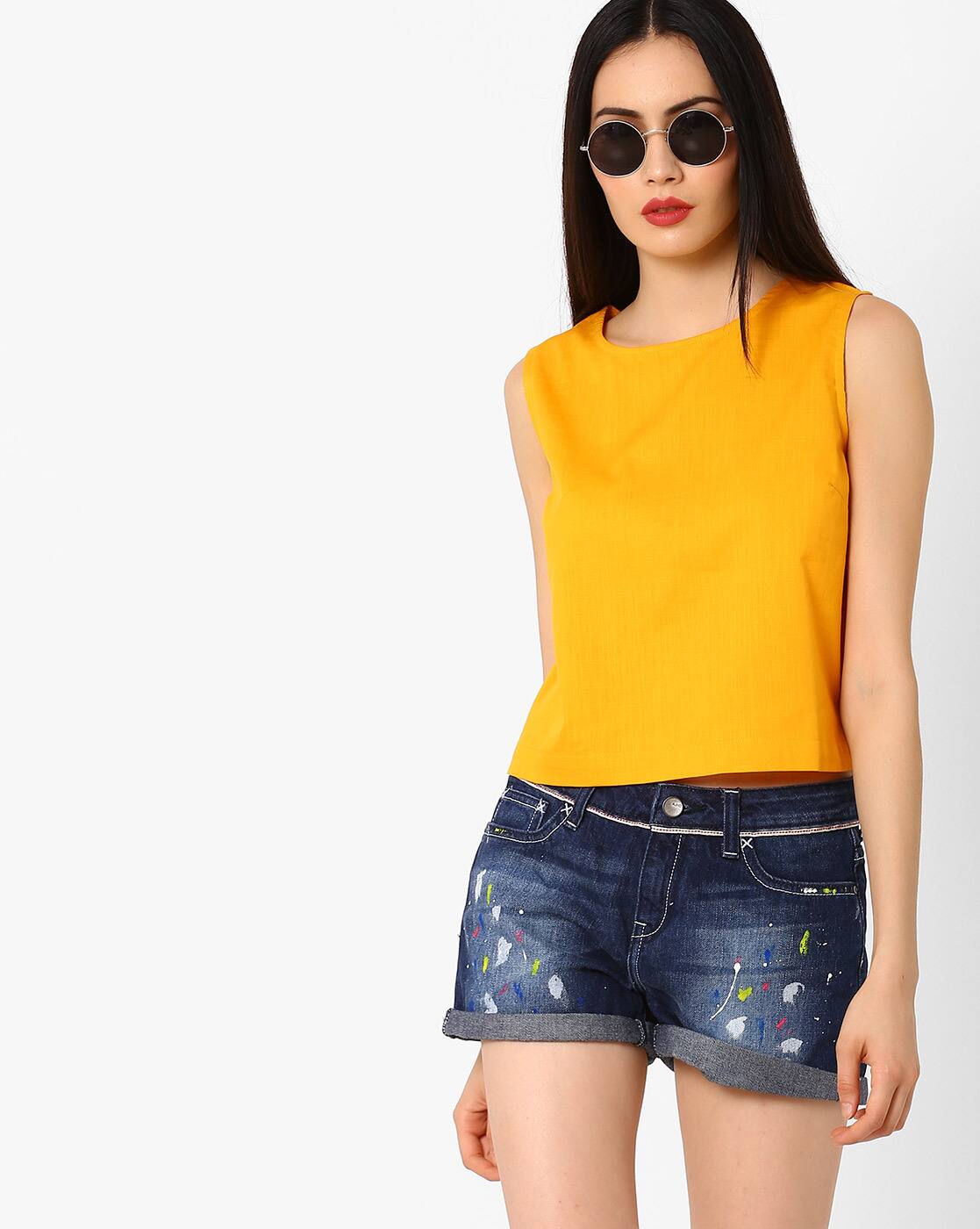 mustard yellow sleeveless top