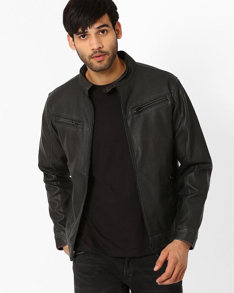 Ajio leather outlet jacket