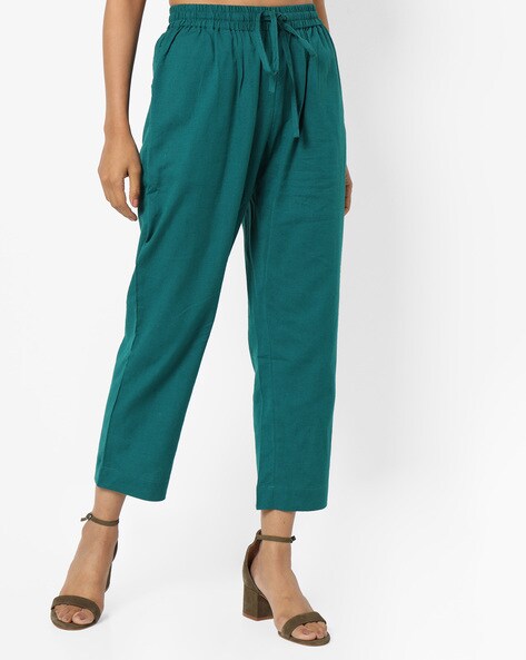 Palazzo Pants with Elasticated Drawstring Waistband Price in India