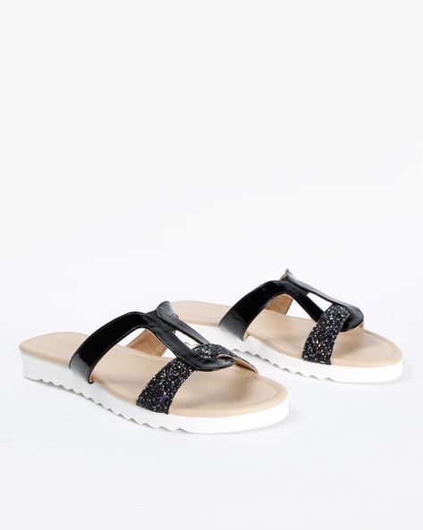 Kraft Cellar Embellished Slip-On Flat Sandals