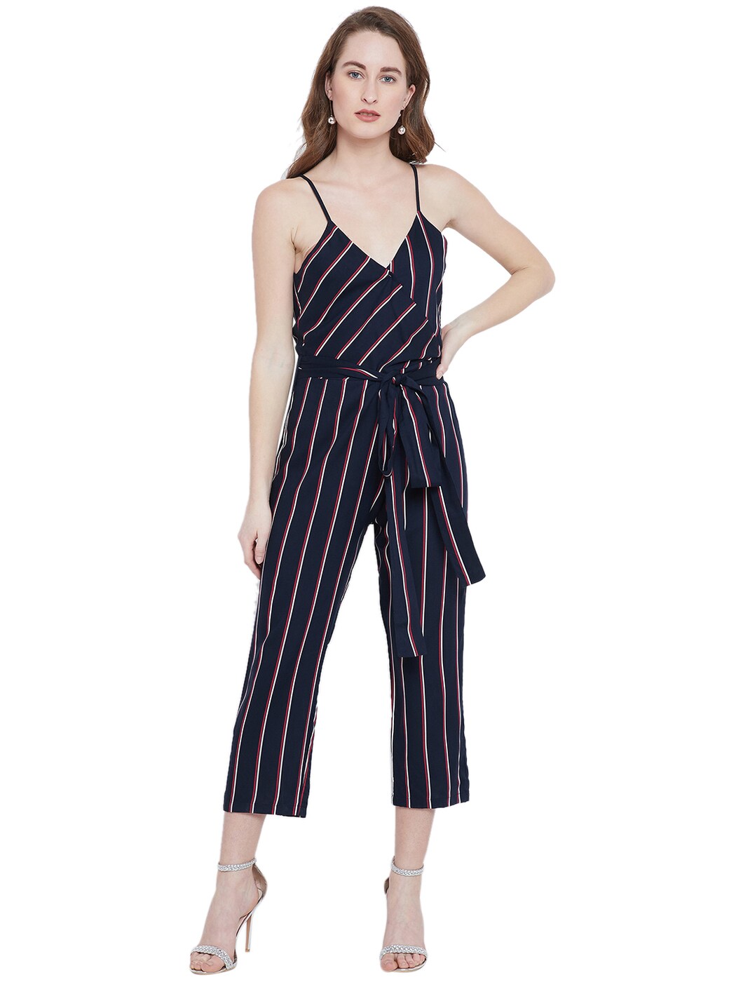 navy blue striped jumpsuit