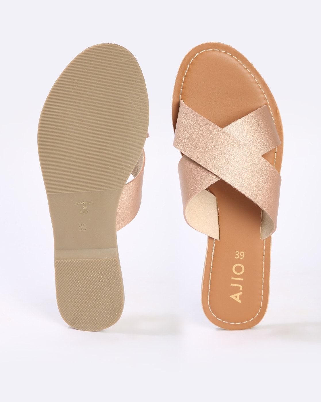 Buy Nude Flat Sandals for Women by MUAZ Online | Ajio.com