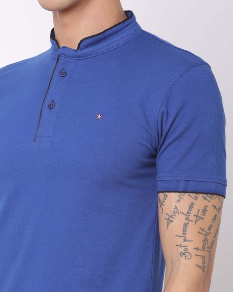 Chinese collar polo on sale shirt