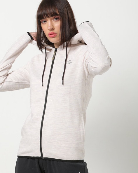 white zip front hoodie