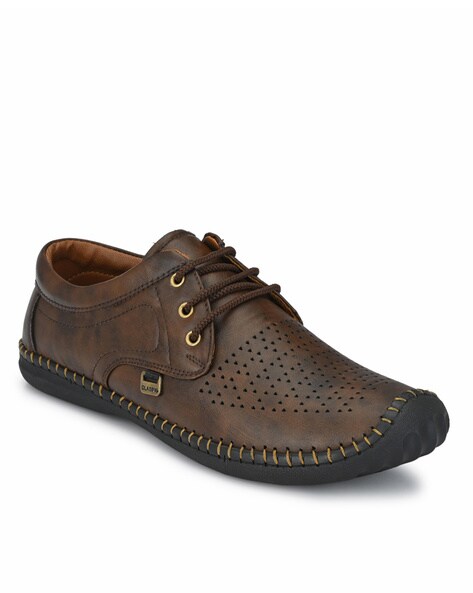 Lace-Up Casual Shoes with Perforations