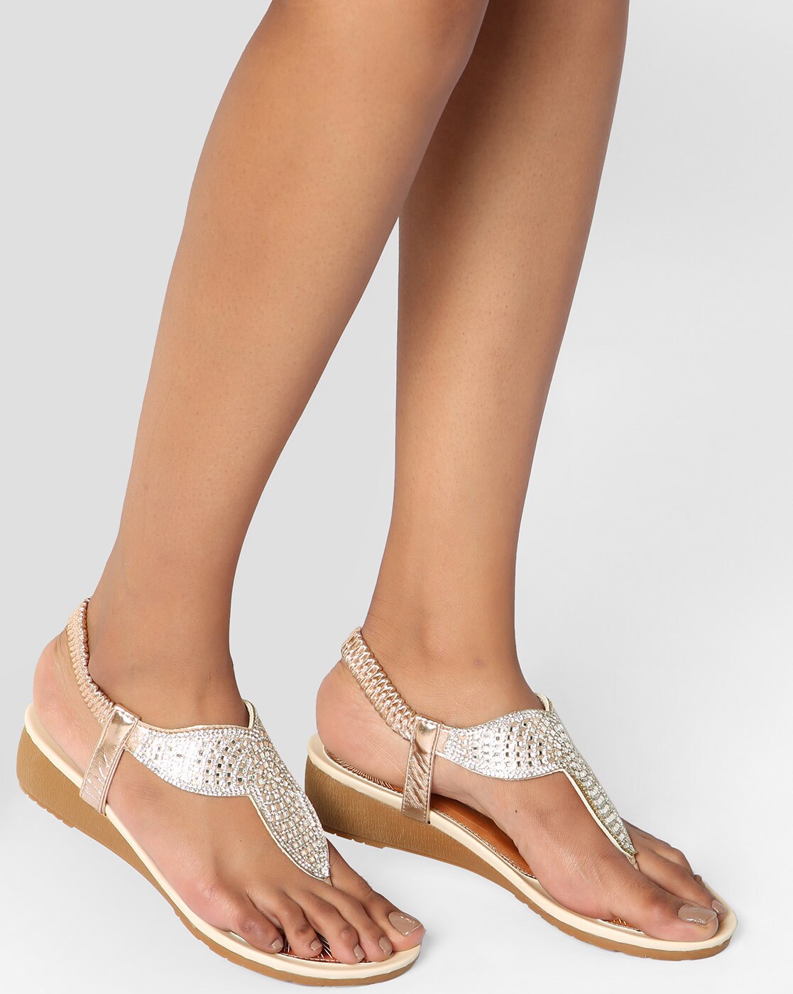 rose gold sparkly flat sandals
