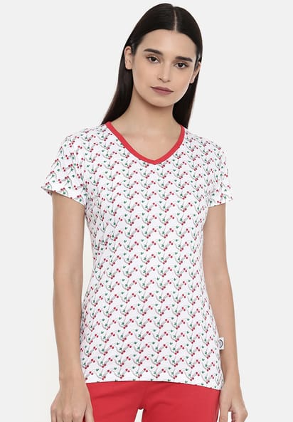 Cherry print shirt womens Clearance