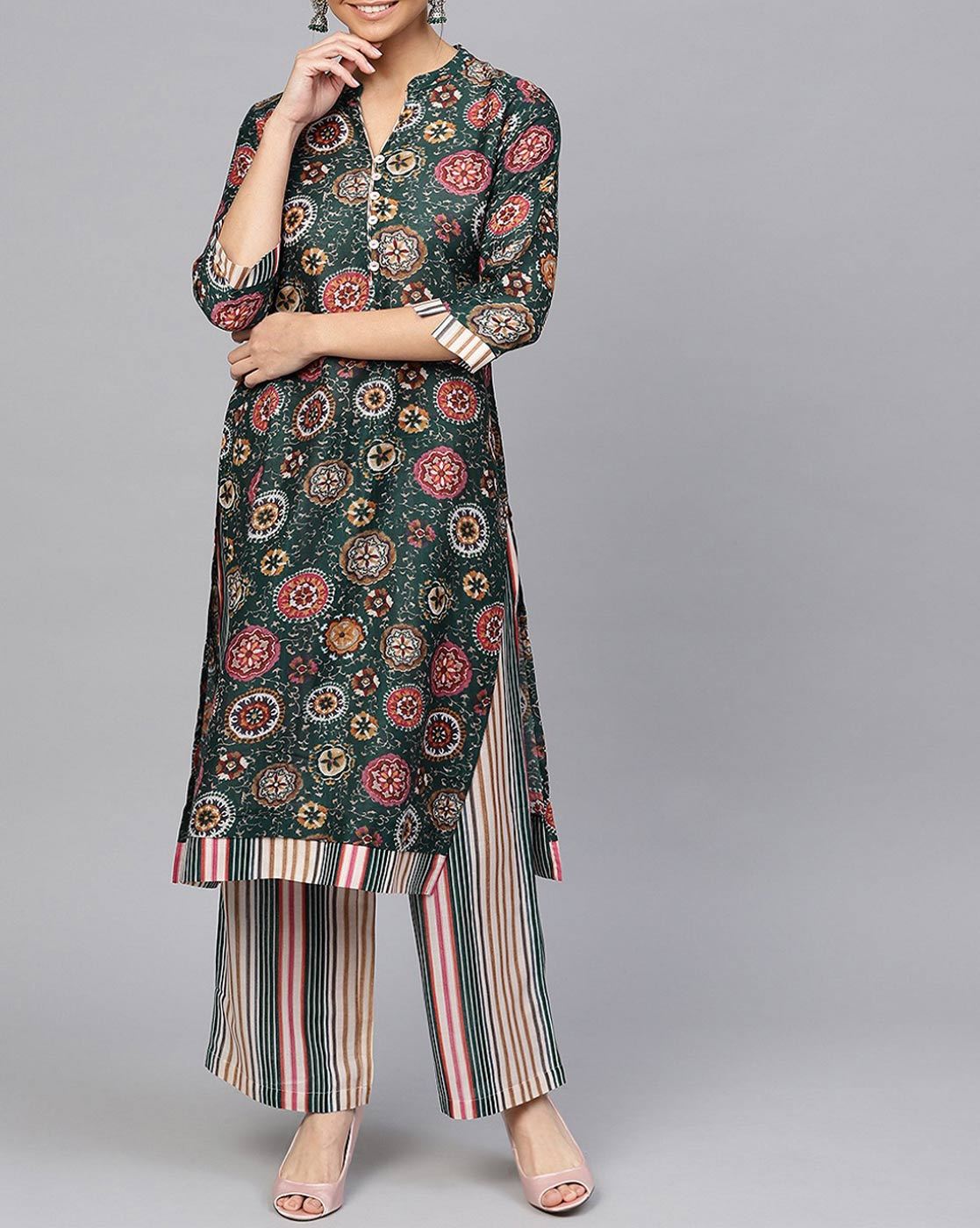 striped palazzo pants with kurti