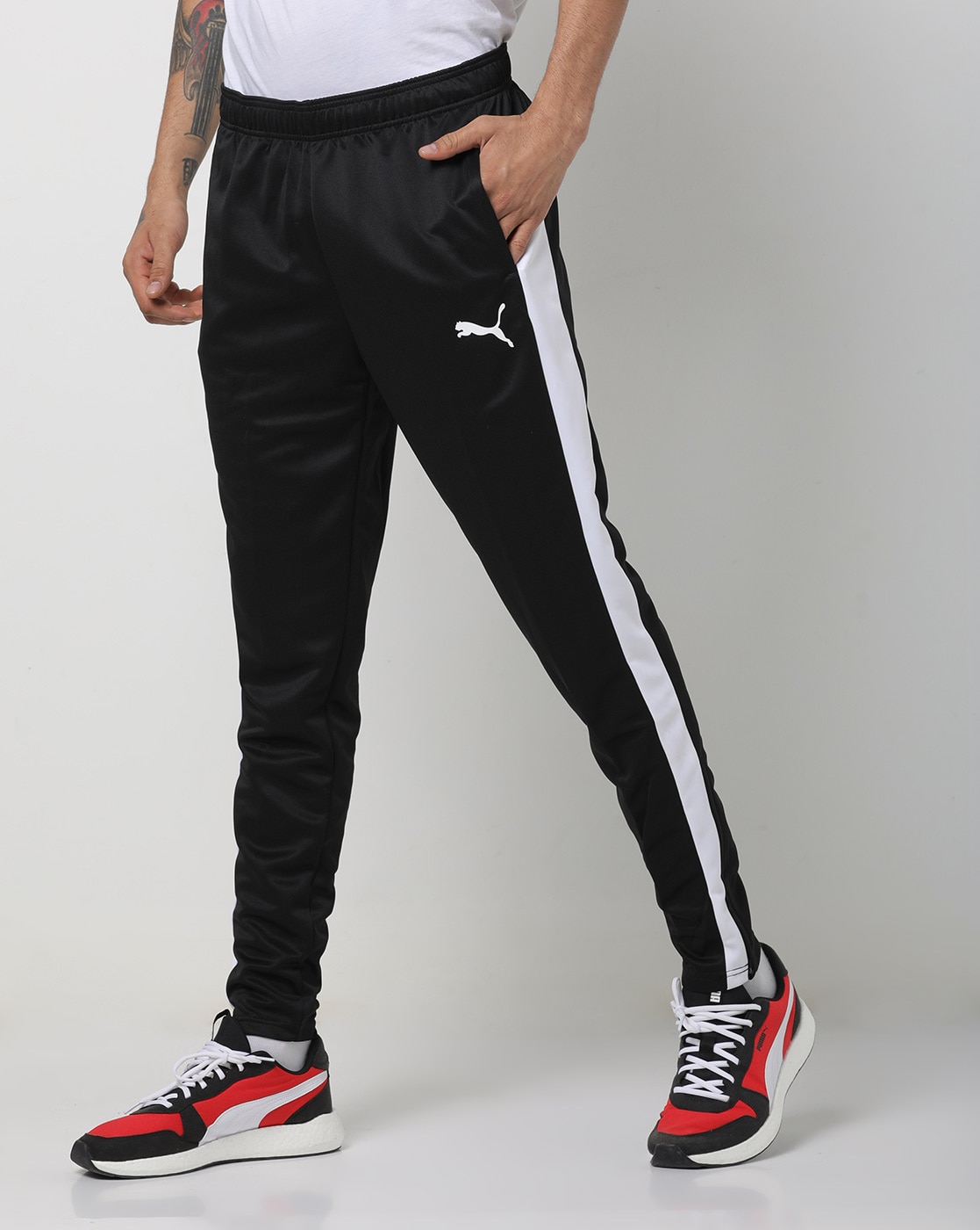Buy Puma Men Black  White Striped Active Tricot Slim Fit Track Pants  Track  Pants for Men 8750729  Myntra