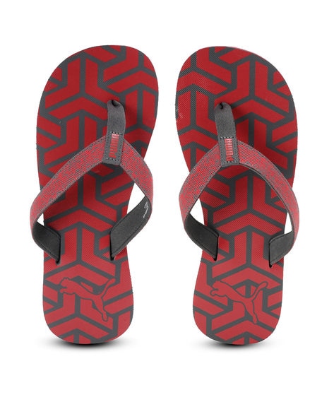 puma red flip flops